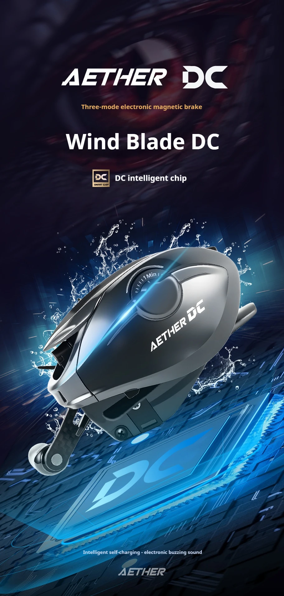 Carrete de pesca Mavllos Wind-Blade DC Baitcaster en acción