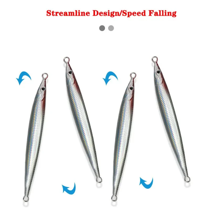 Jig metálico hundimiento rápido cabeza UV brillante – Pesca jigging - imagen 4
