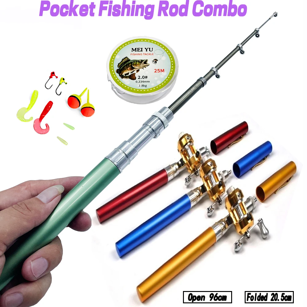 Mini Caña de Pesca Telescópica de Bolsillo con Carrete y Línea