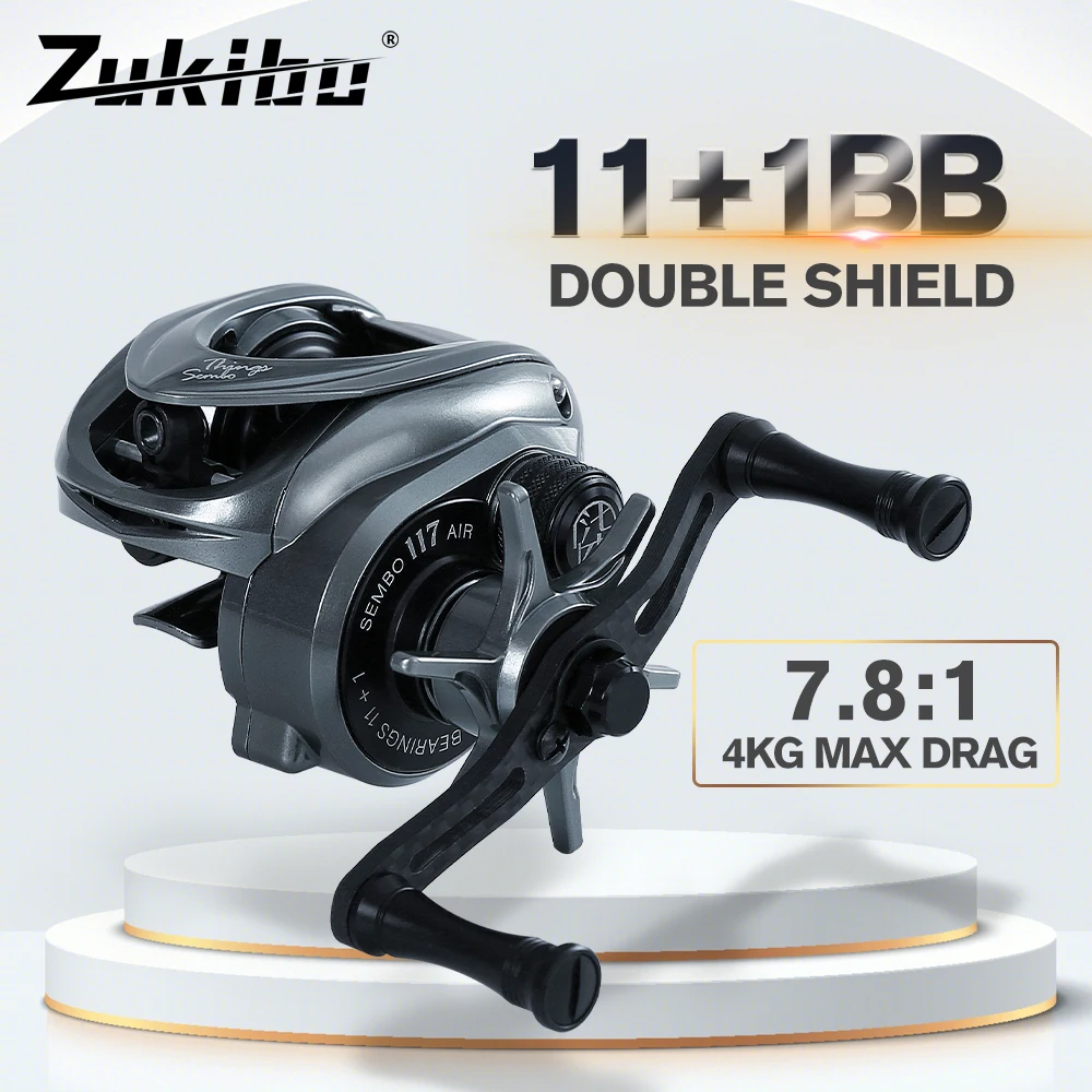 ZUKIBO Carrete Baitcasting Ultraligero 11+1BB para Agua Salada