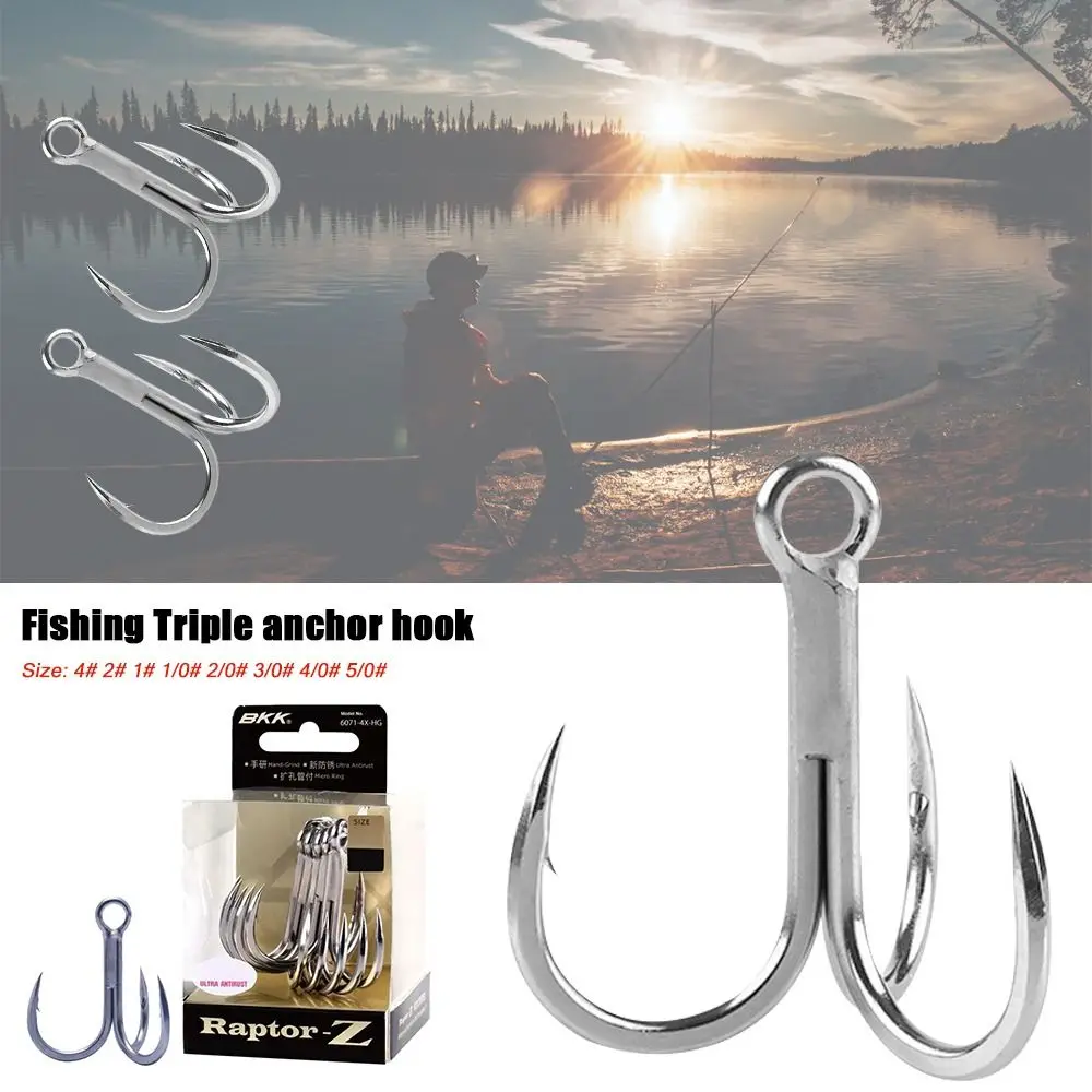 Anzuelo triple de pesca de acero al carbono con púas, afilado - imagen 4