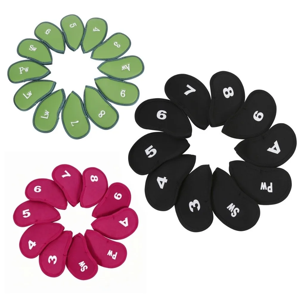 Fundas de PU para hierros de golf con números verdes y forro suave - imagen 3