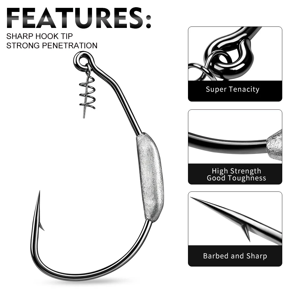 Anzuelos Jig Head PROBEROS acero alto carbono boca ancha con resorte - imagen 3