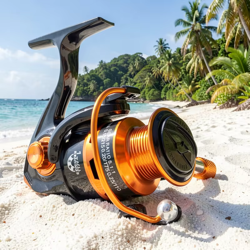 Carrete de spinning para mar con cuerpo metálico