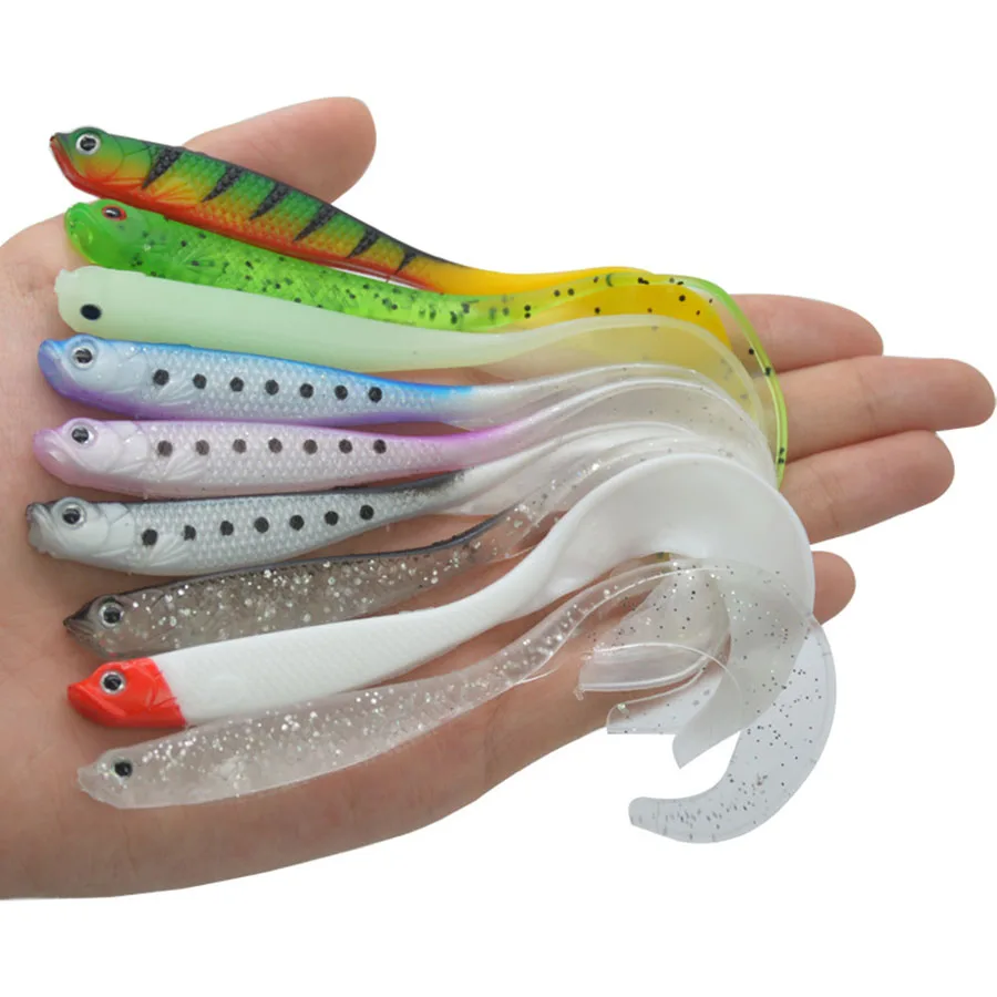 Set de 4 señuelos blandos de silicona para pesca en mar