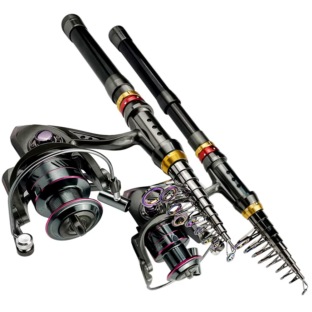 Combo caña y carrete telescópico de carbono para pesca deportiva - imagen 4