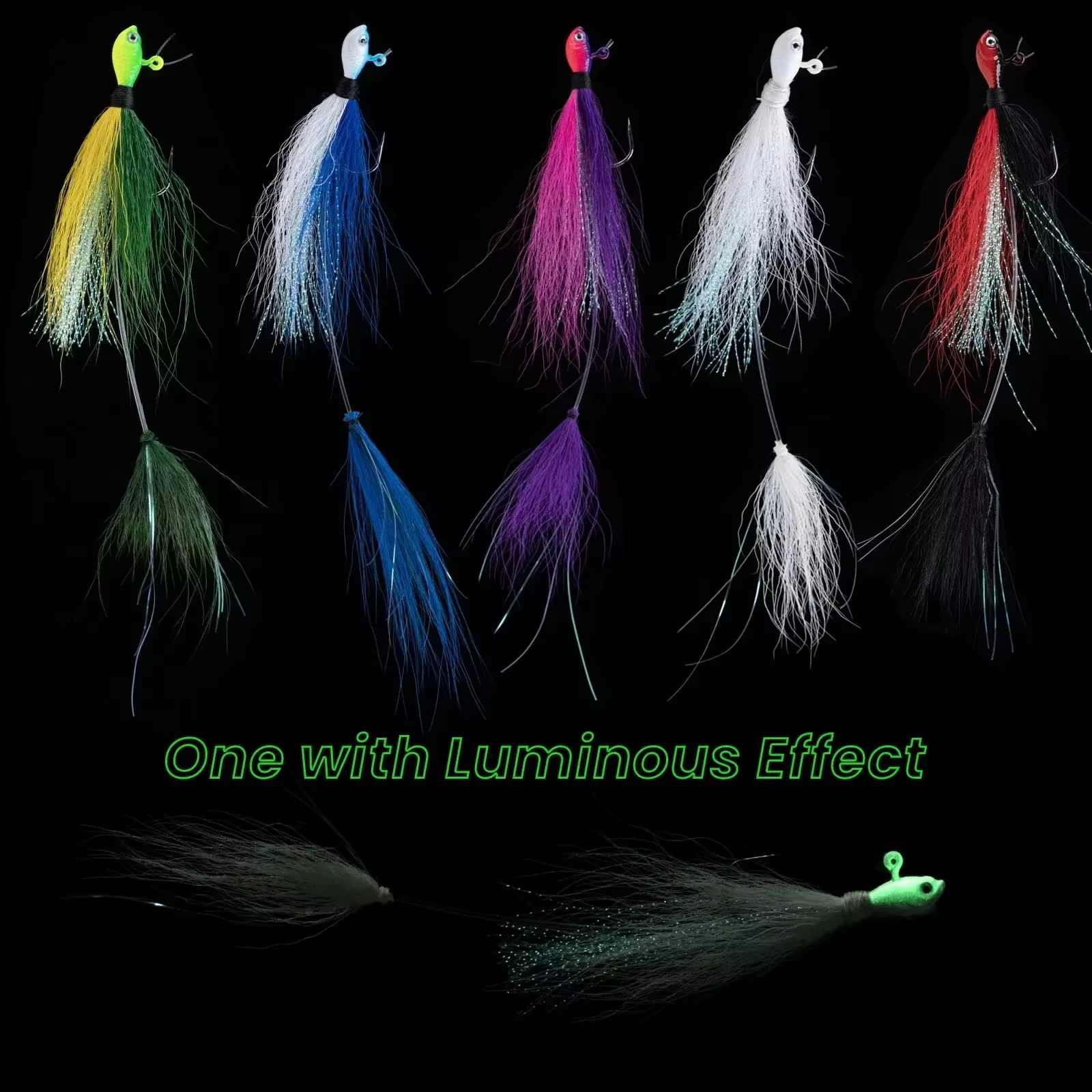 Goture Bucktail Jig Señuelo de Pesca Agua Salada Efecto Luminoso