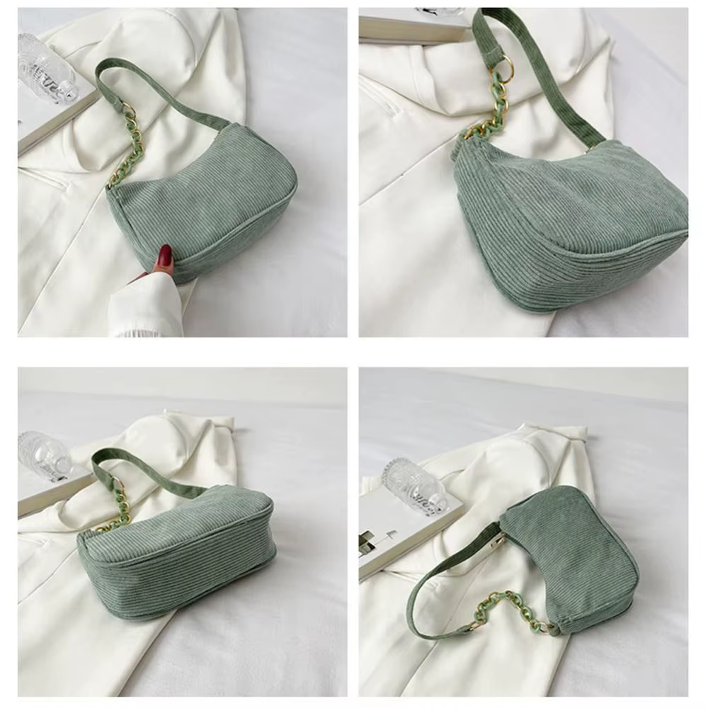 Bolso Bandolera de Pana con Cadena y Cremallera – Estilo Clutch - imagen 2