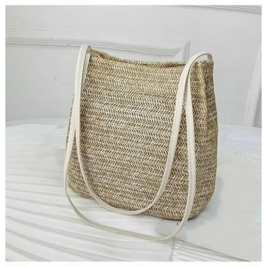 Bolso bandolera redondo de mimbre bohemio mujer estilo playa - imagen 3
