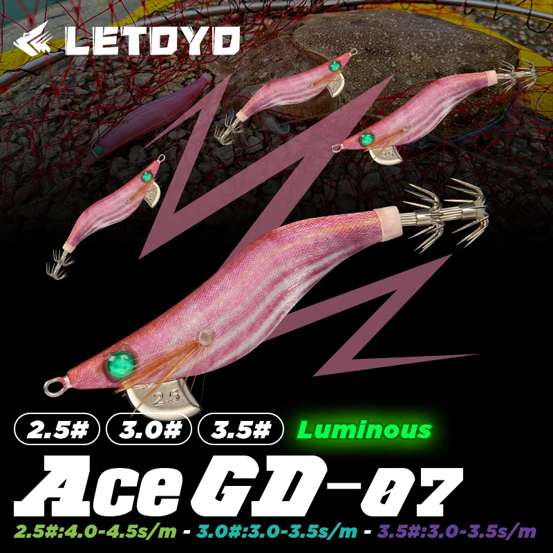 LETOYO 3.0-3.5 Señuelo luminoso de calamar para pulpo y sepia