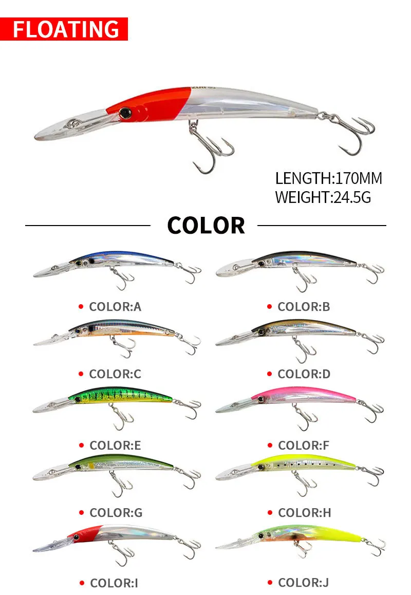 Señuelo flotante tipo minnow para trolling