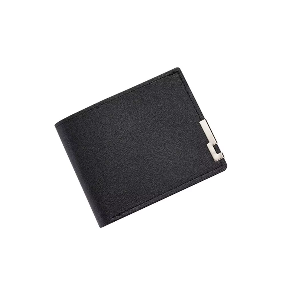 Cartera minimalista de piel sintética – Monedero retro de dos pliegues - imagen 3