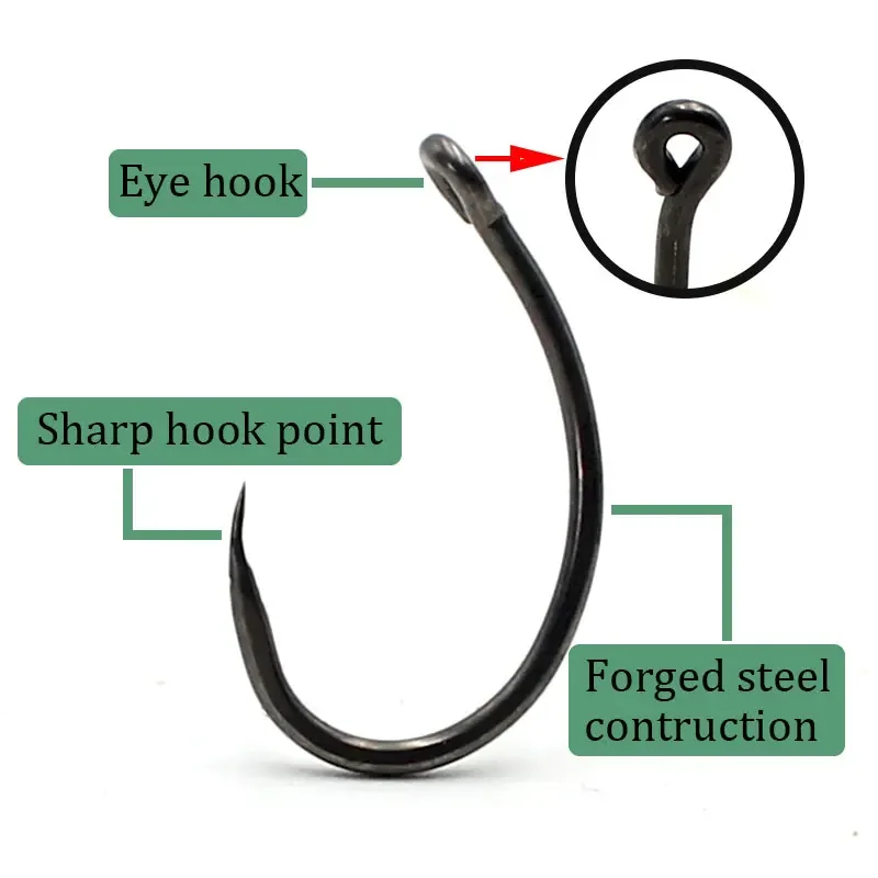 Anzuelos Carpa Micro Borde Curvo sin Púas - PTFE Acero Inoxidable - imagen 3