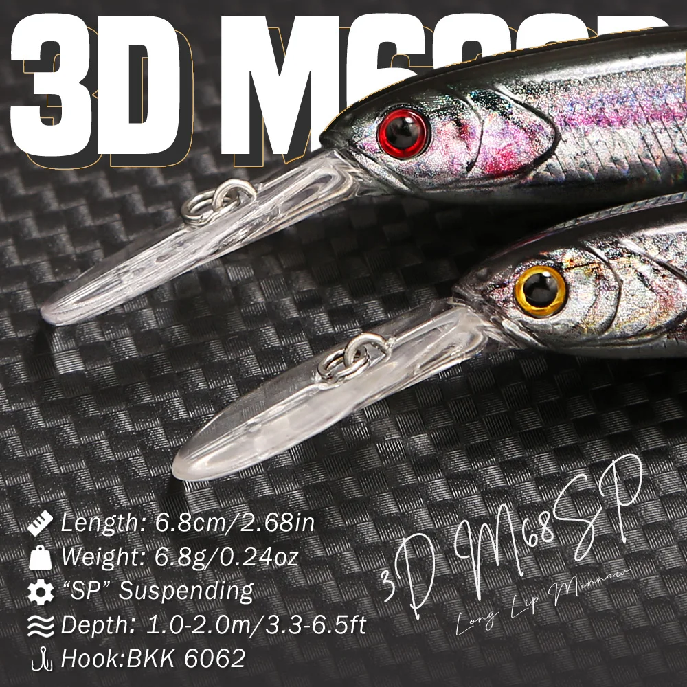 B&U minnow jerkbait suspending con anzuelos BKK para lucioperca - imagen 3
