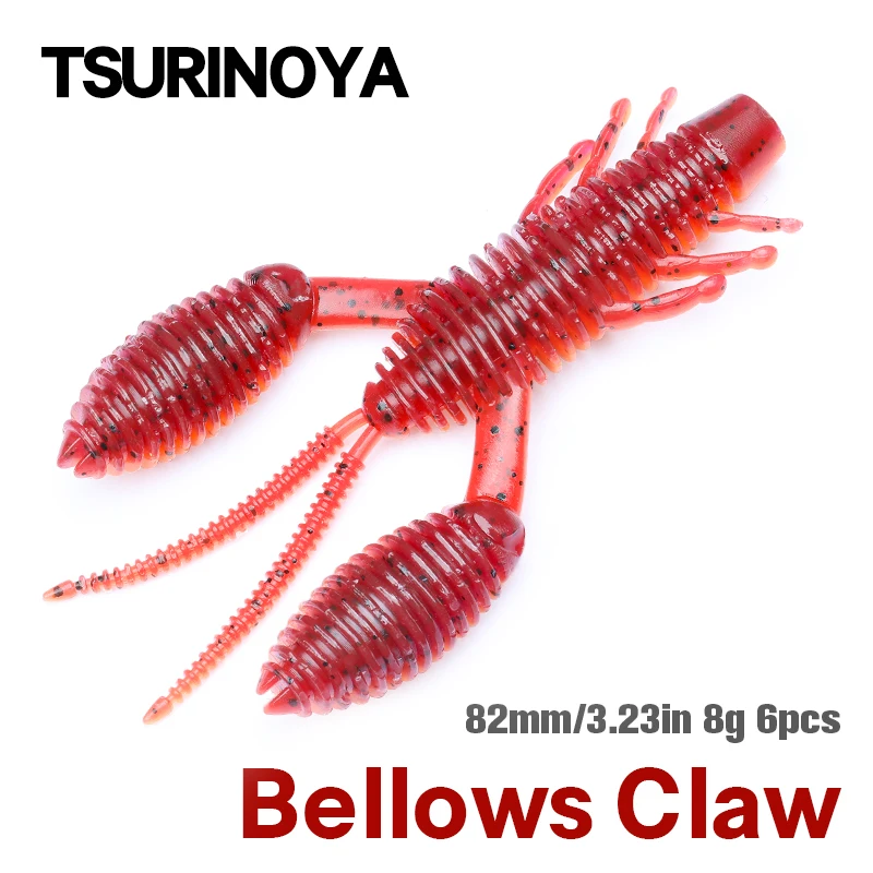 TSURINOYA Bellows Claw Worm señuelo vinilo camarón acción onda lubina