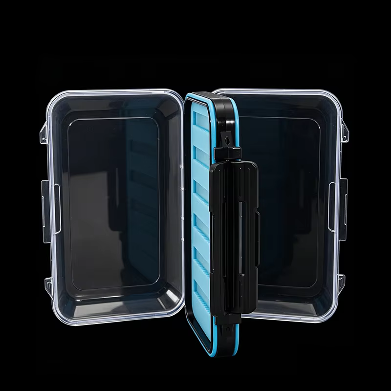 Caja de pesca ABS transparente impermeable doble cara junta silicona