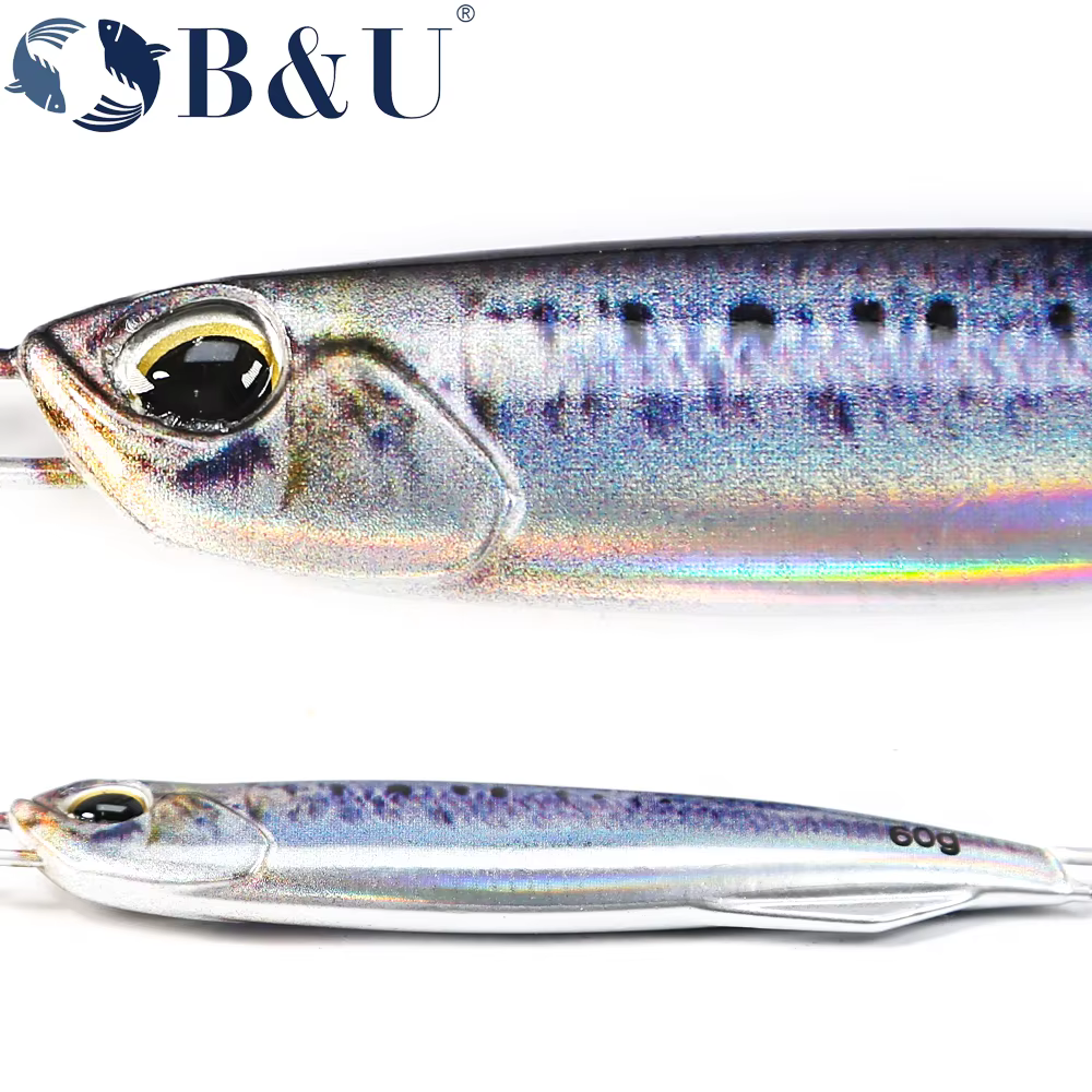 B & U Cuchara Jig 3D Metalica Senuelo para Lubina pesca agua salada - imagen 4