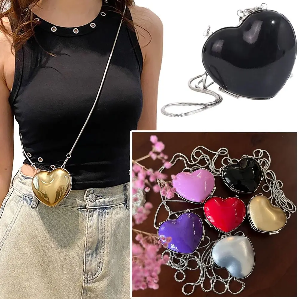 Bolso bandolera con cadena metálica multicolor con forma de corazón - imagen 2