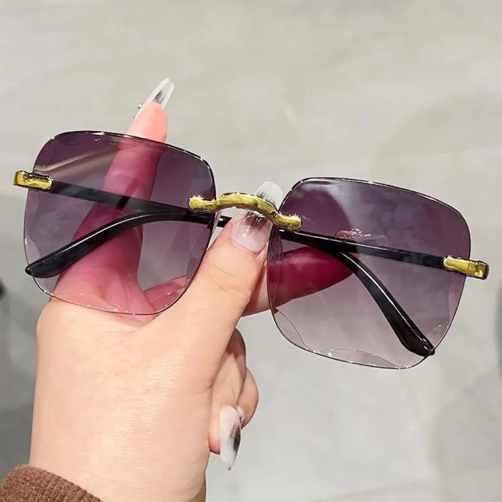 Gafas de sol sin montura cuadradas rojas de lujo con protección UV - imagen 4