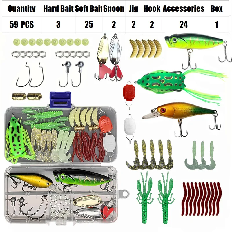 Kit Completo de Señuelos para Pesca – Mix Blandos, Minnow y Popper Agua Dulce - imagen 3