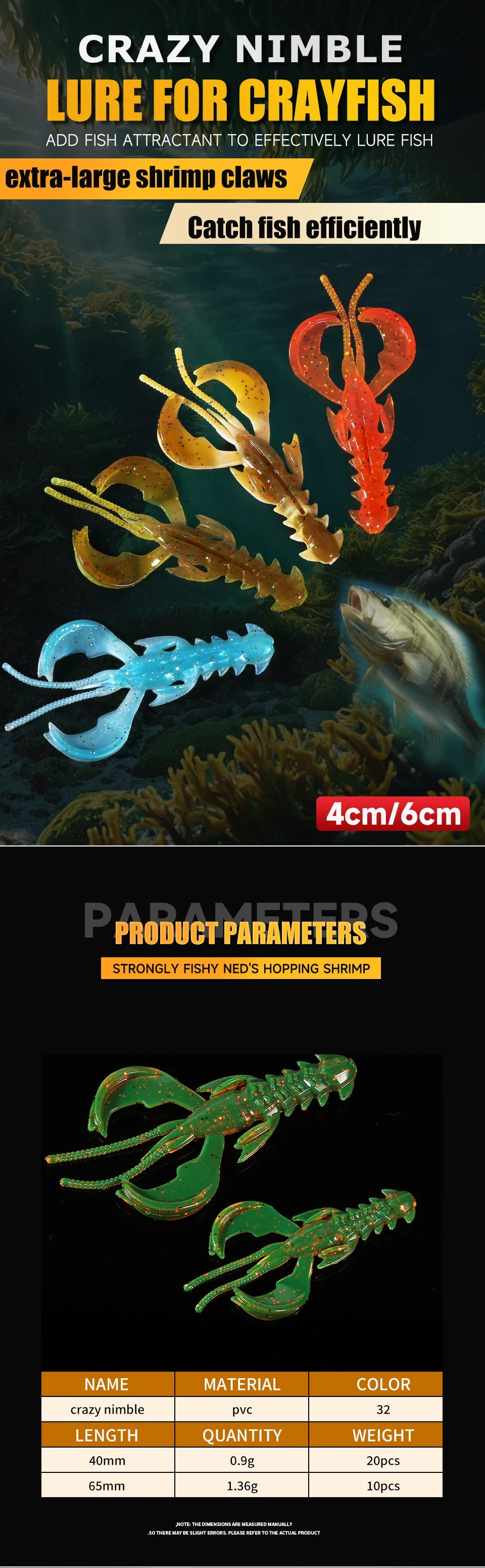 Señuelo suave langosta Supercontinent CRAZY 65mm