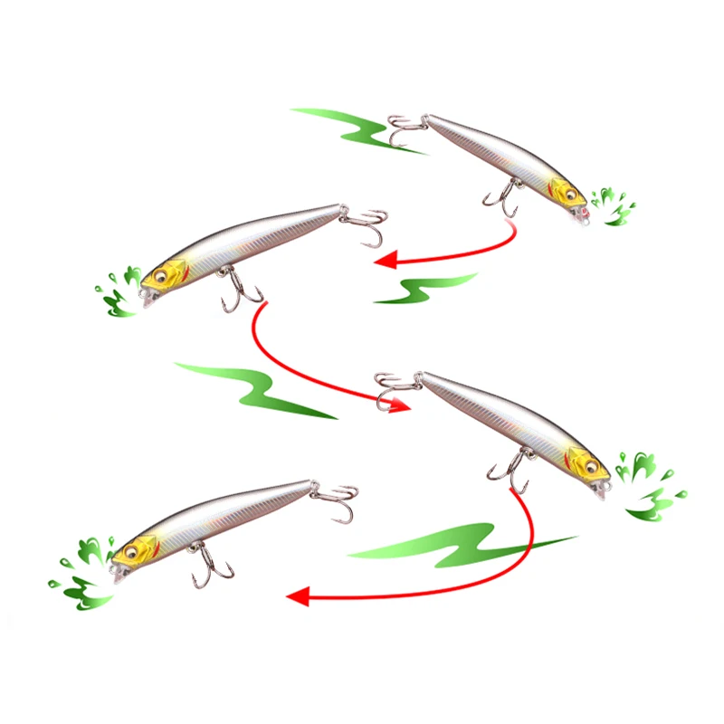 Testar Sinking Minnow Wobbles Jerkbait para lubina y lucio
