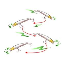 Testar Sinking Minnow Wobbles Jerkbait para lubina y lucio