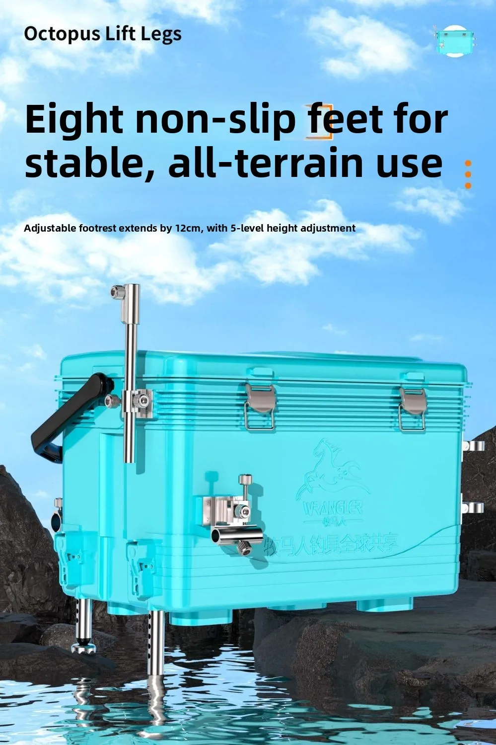 Caja de pesca en uso junto al agua