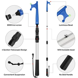 SANLIKE Bichero telescópico de aluminio para amarre en embarcaciones