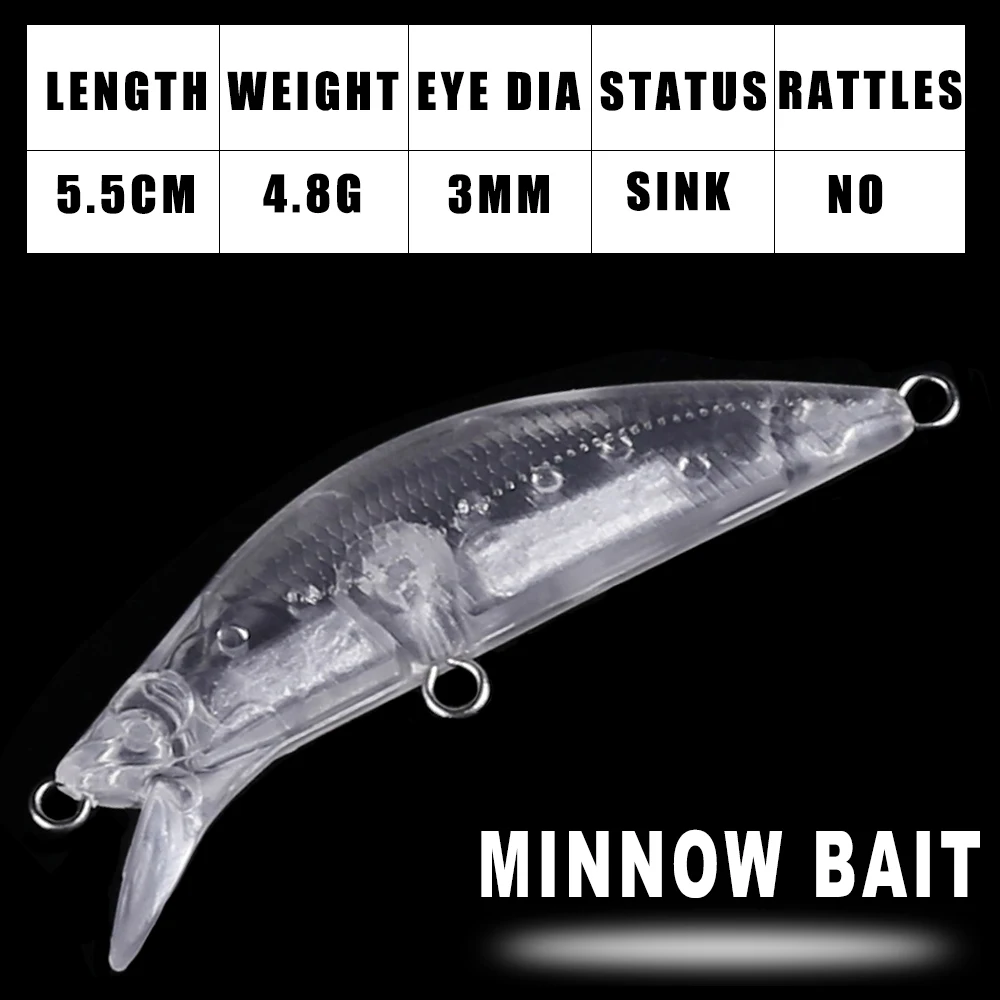 Dr.Holife señuelos Minnow sin pintar hundimiento silencioso DIY