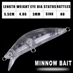Dr.Holife señuelos Minnow sin pintar hundimiento silencioso DIY
