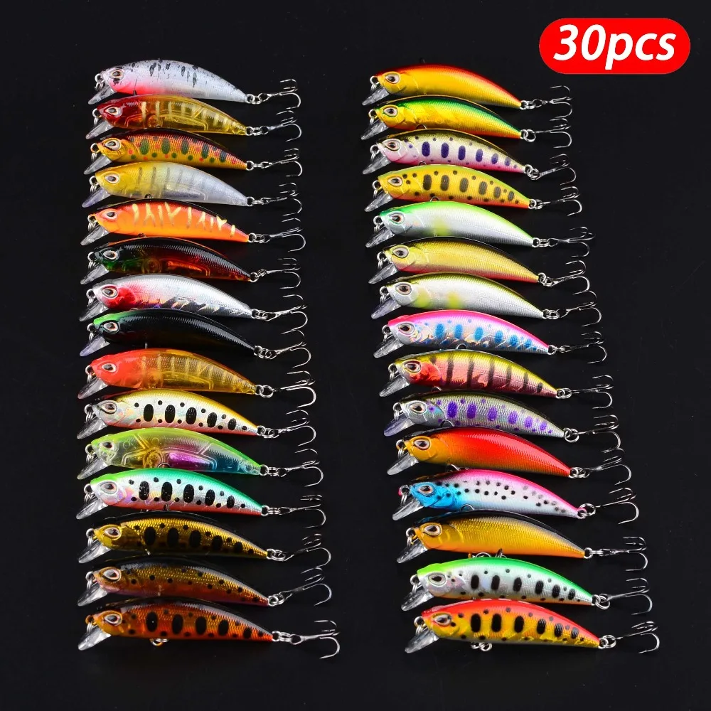 Set completo de 30 señuelos minnow wobbler en varios colores