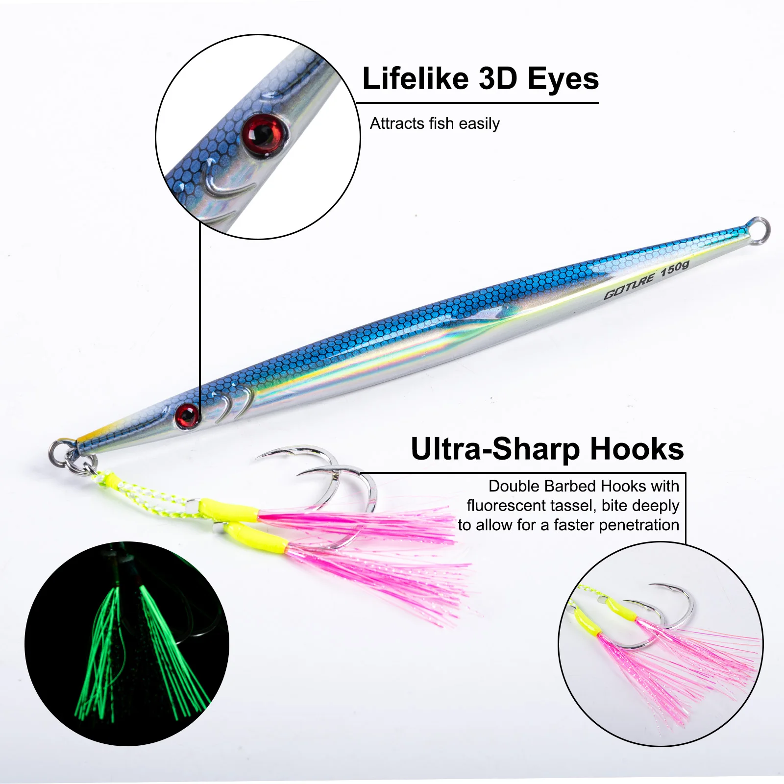 Jigbait Metálico Goture – Señuelo de Hundimiento para Róbalo en Mar - imagen 3
