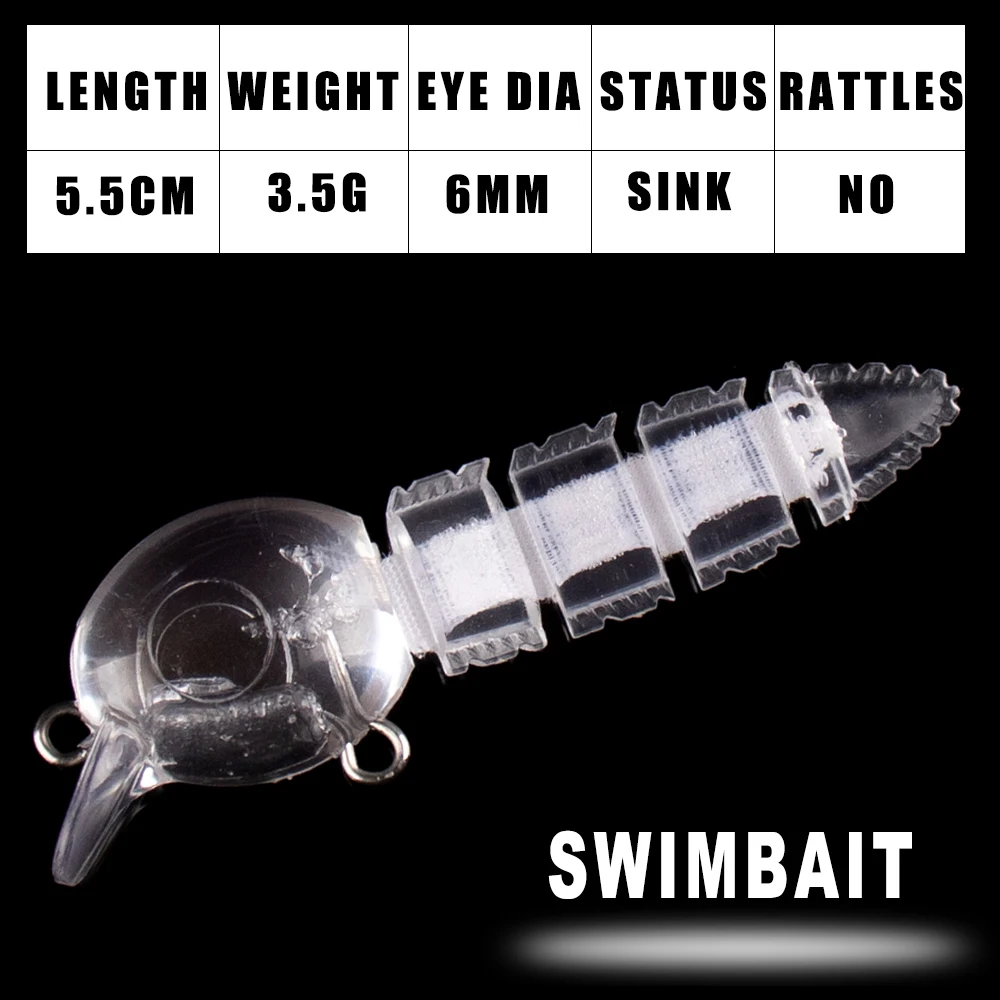 Modelo blanco sin pintar, cebo duro ABS (5,5 cm)