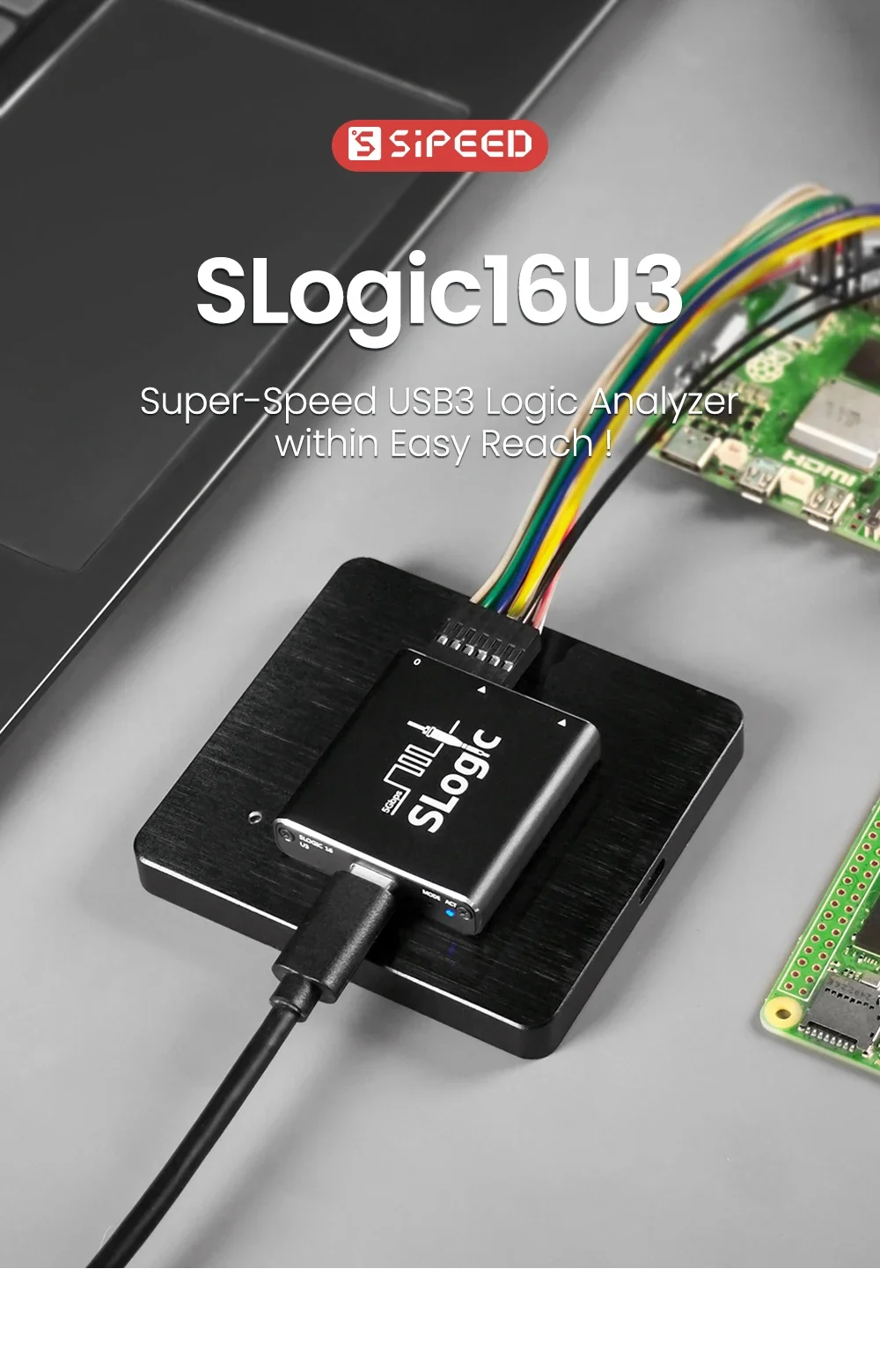Analizador lógico Sipeed SLogic16U3 con 16 canales
