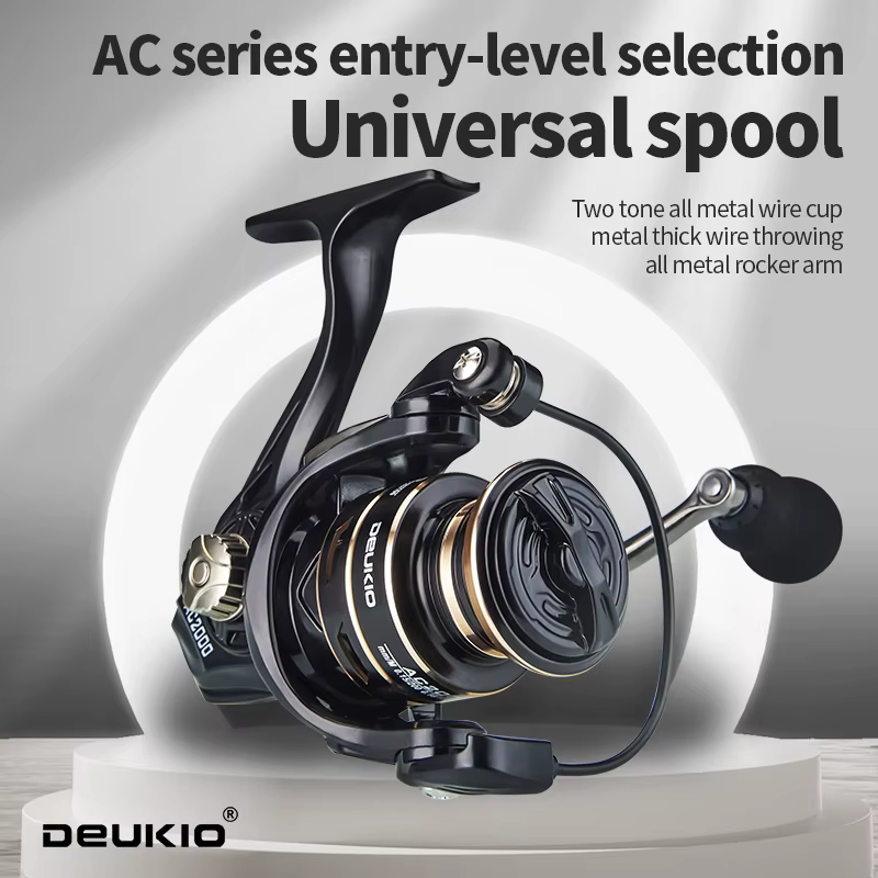 Carrete Giratorio DEUKIO 8KG – Ratio 5,2:1 Mango Metal Bobina Spinning