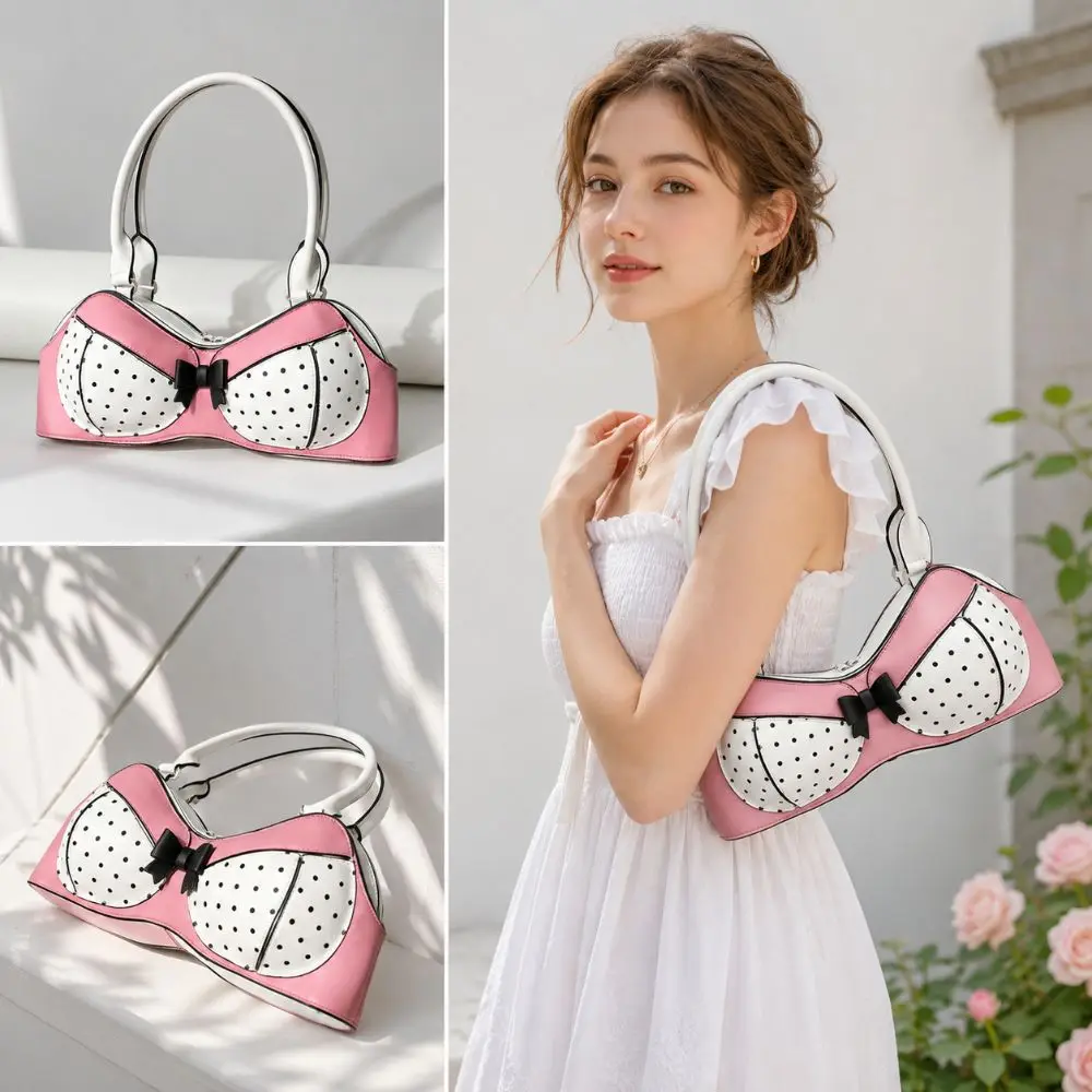 Bolso de hombro con lunares rosa Y2K estilo tote para el día - imagen 5