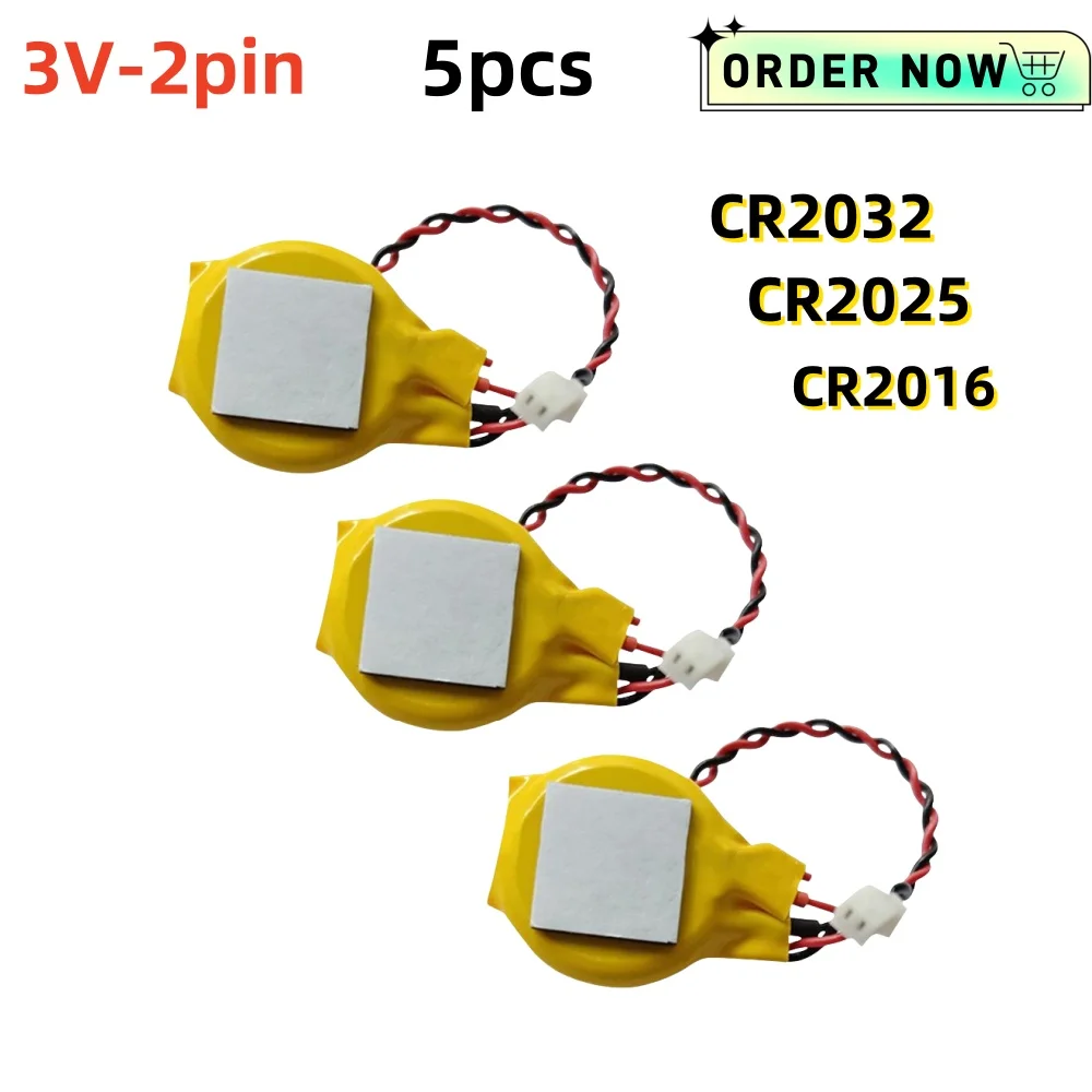 Lote de baterías CR2032 con cable y conector de 2 pines