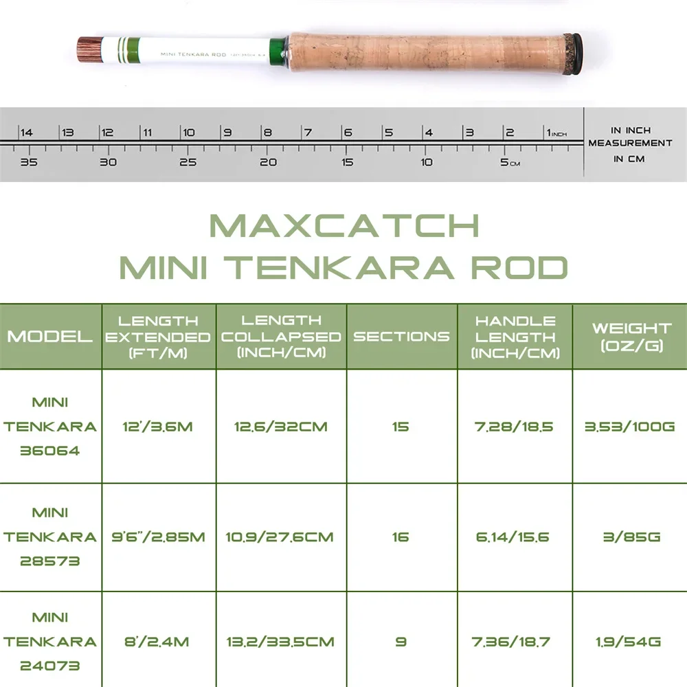 MAXIMUMCATCH Caña tenkara mini telescópica para pesca de montaña - imagen 3
