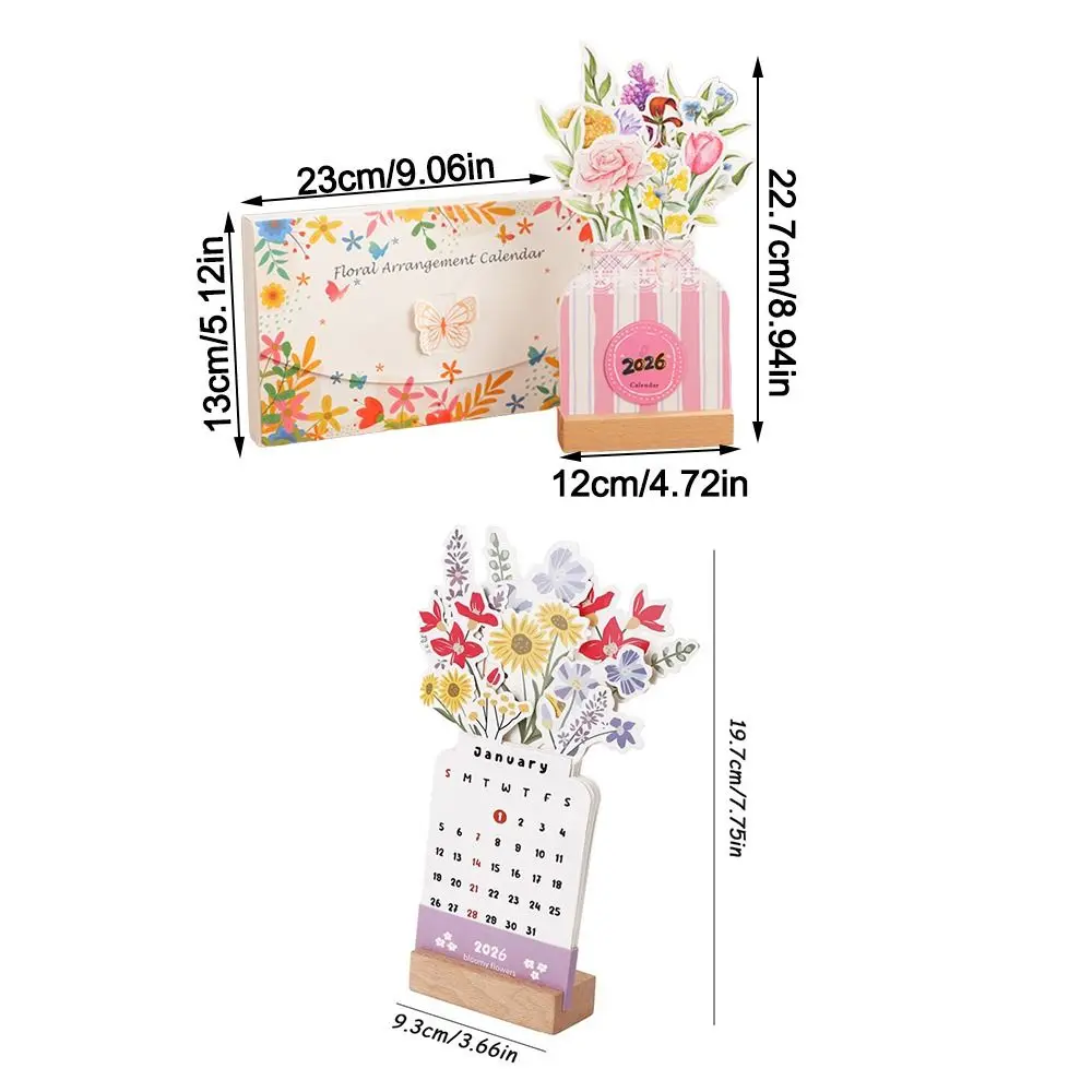 Calendario de escritorio floral con base desmontable forma florero - imagen 5