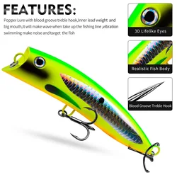 Popper LHFSH con triples para pesca en agua salada