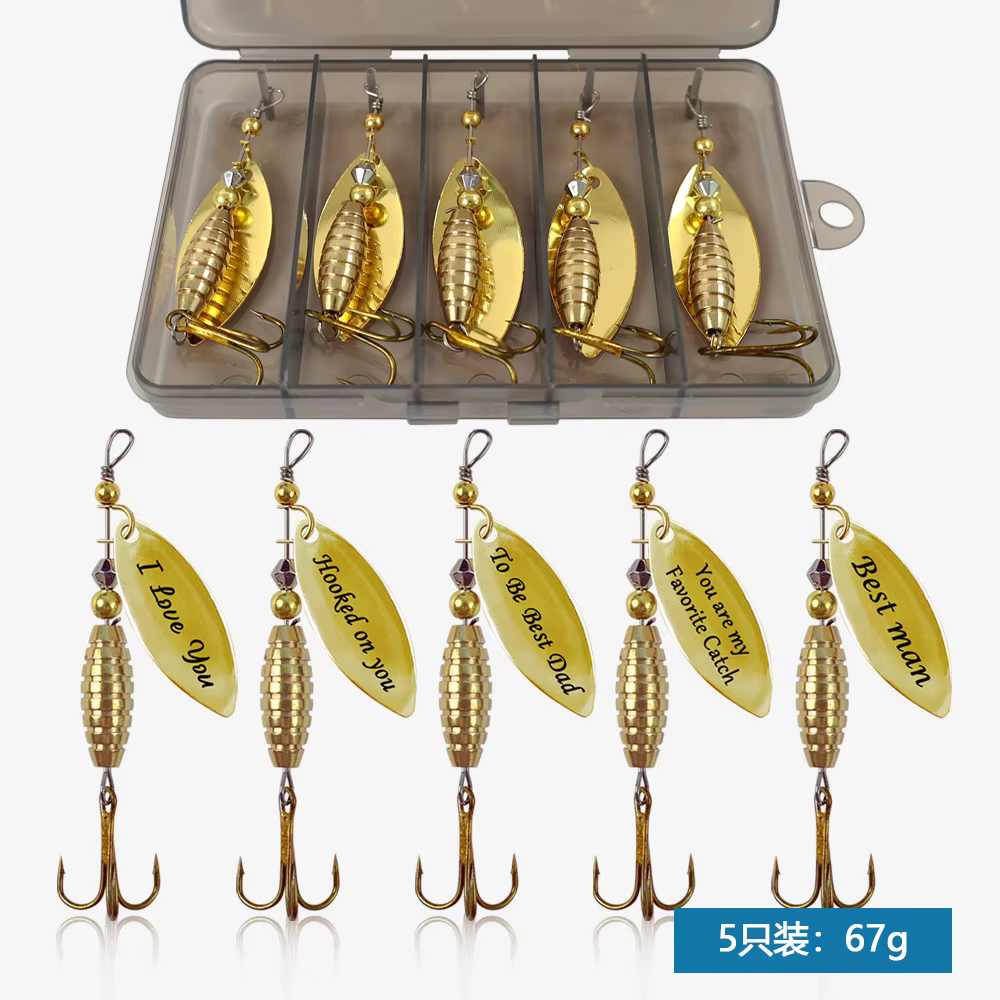 Cucharas metálicas plateadas y doradas con triple anzuelo - imagen 5