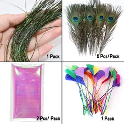 Kit iniciación atado de moscas con plumas, doblaje, hilos y ganchos