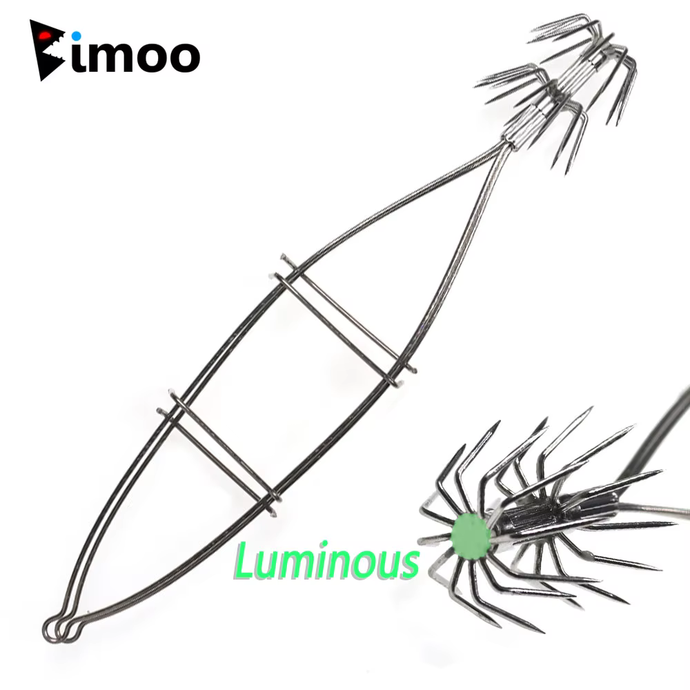 Bimoo Anzuelo Doble Luminoso 17cm – Acero inoxidable para calamar y pulpo - imagen 4