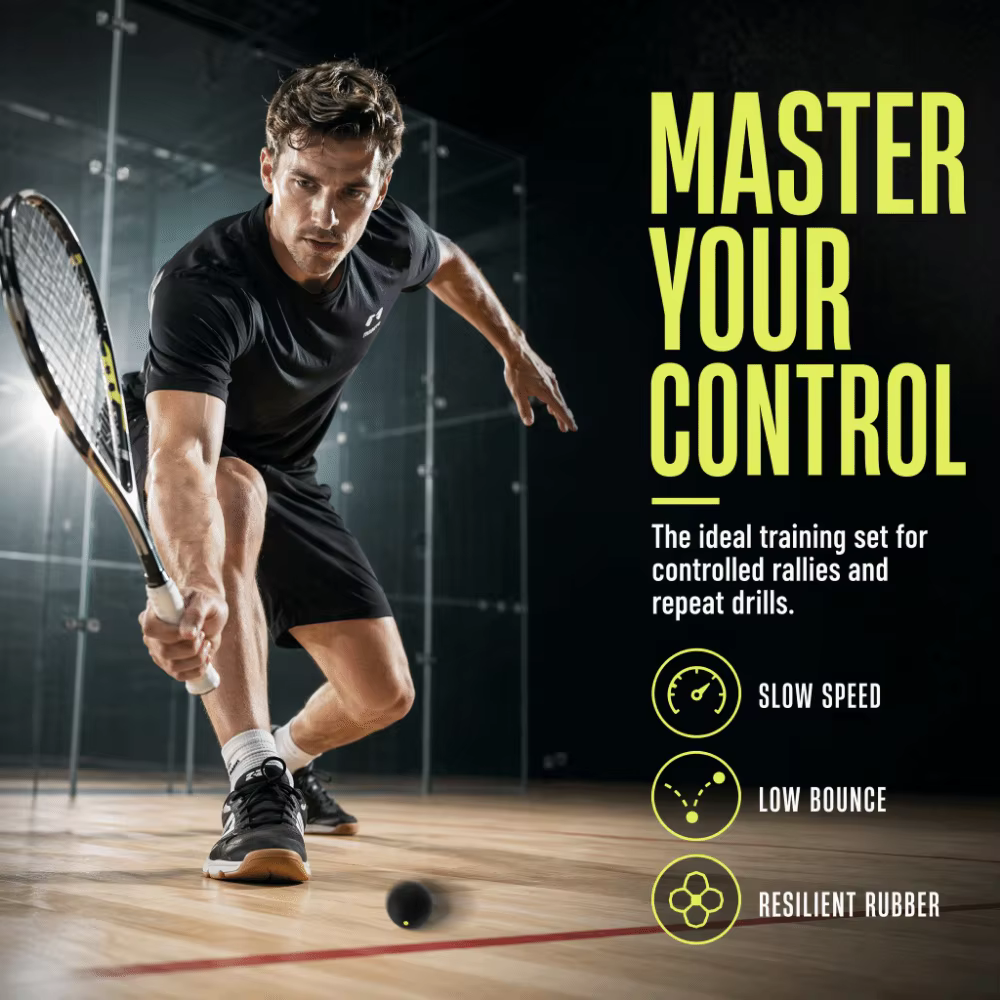 Pelotas de squash de baja velocidad con punto amarillo para entrenar
