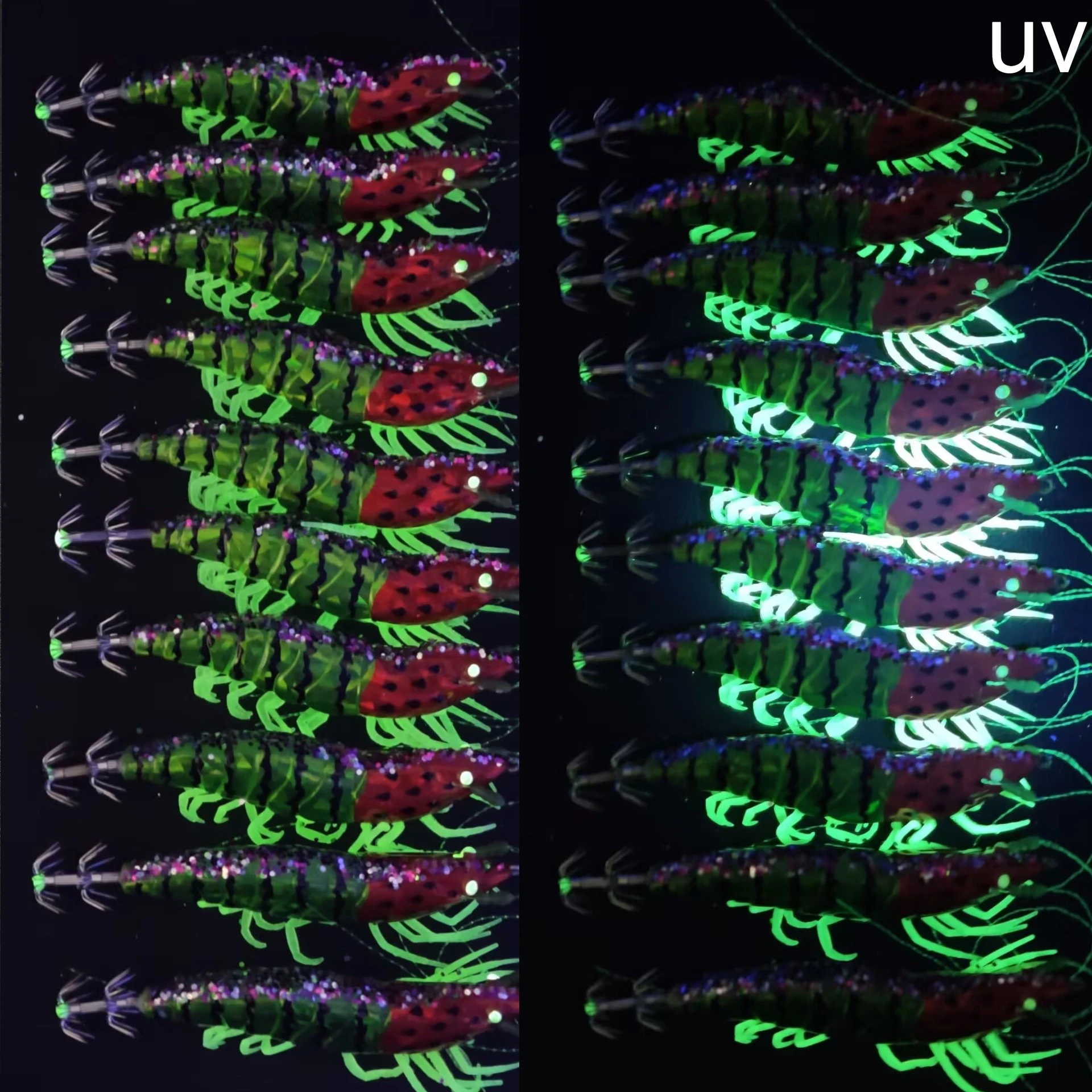 Detalle de señuelo luminoso para pesca nocturna