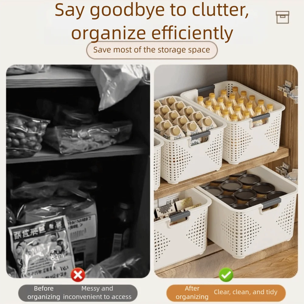 Cesta de almacenamiento apilable de plástico resistente hueca - imagen 2