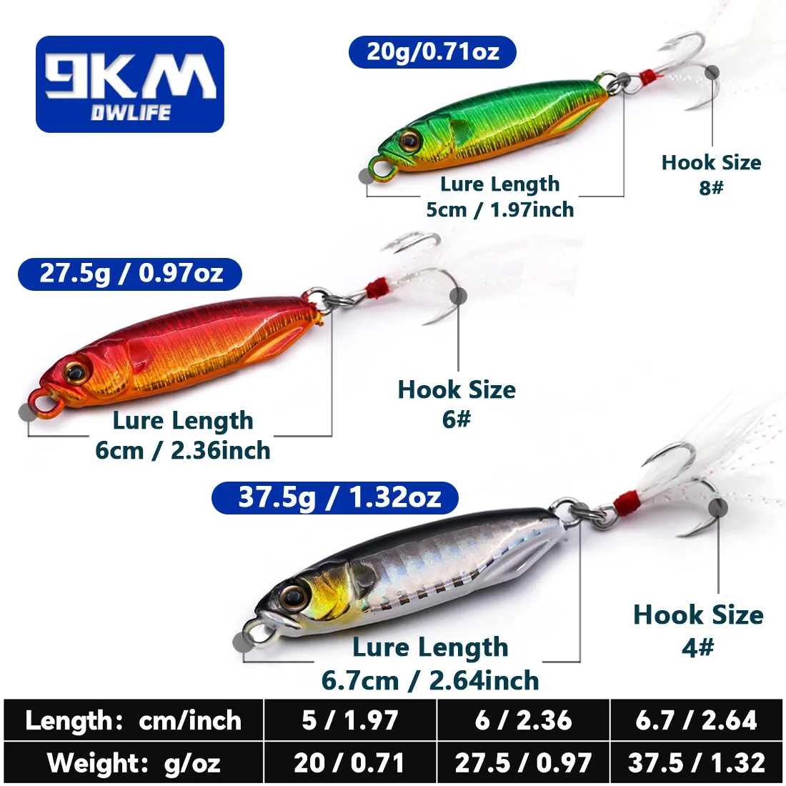 Jig Metálico Vertical 9KM – Señuelo de Jigging para mar