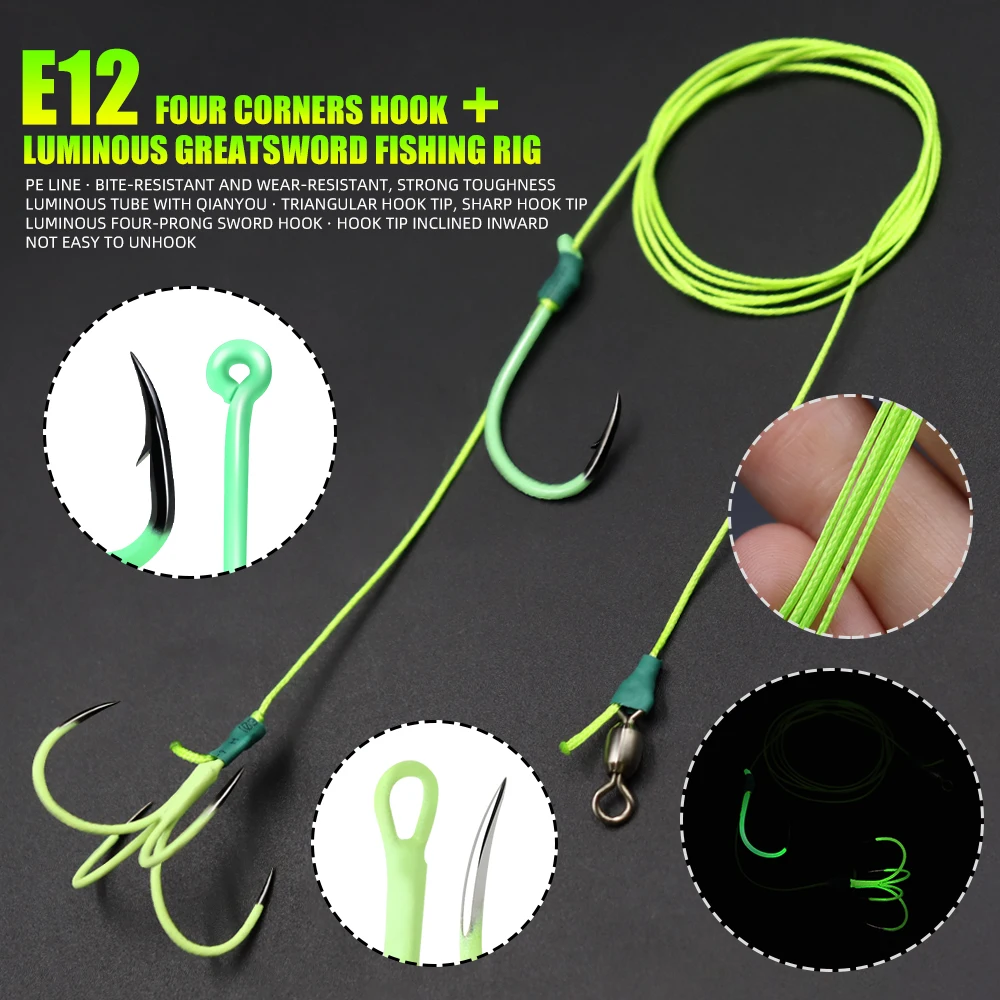 Anzuelo simple tipo J y anzuelo de cuatro puntas del Stinger Rig ZYZHE
