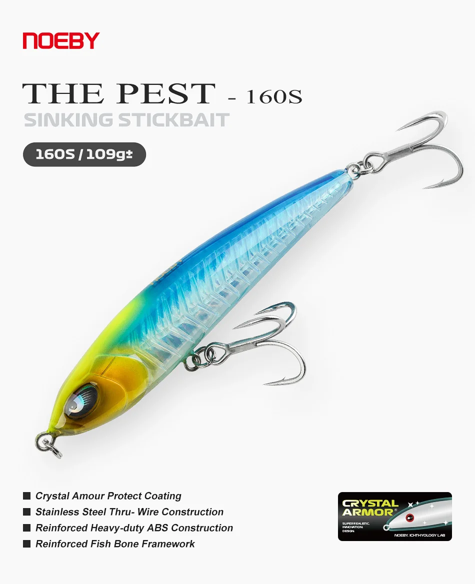 NOEBY stickbait 160mm 109g± con acabado para agua salada